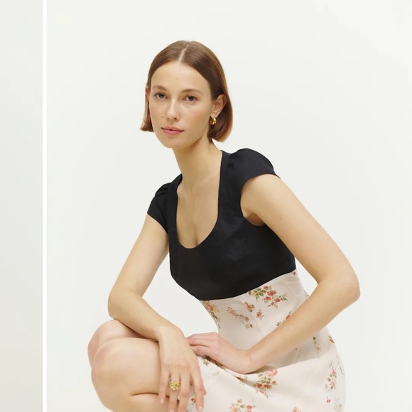 Reformation Black and Cream Floral Dress - Picture 2 of 6